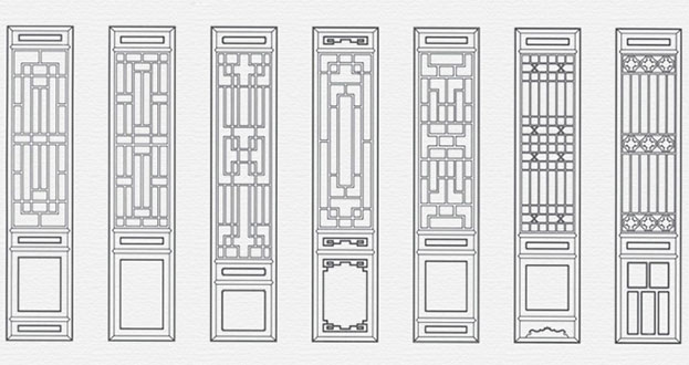 洮北常用中式仿古花窗图案隔断设计图